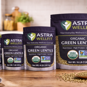 Astra WellFit Organic Green Lentils – Premium Plant-Based Protein (Multiple Sizes)