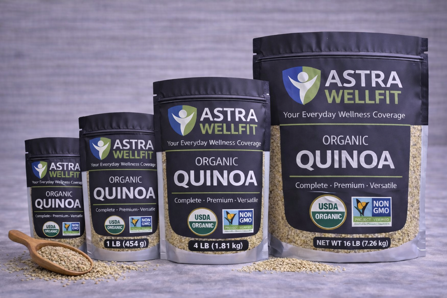 Astra WellFit Organic Quinoa Grain – High Protein Superfood, Gluten-Free (Multiple Sizes)