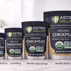 Astra WellFit Organic Chickpeas – Premium Plant-Based Protein Superfood (Multiple Sizes)